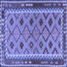 Square Machine Washable Southwestern Blue Country Rug, wshtr2696blu