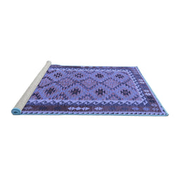 Sideview of Machine Washable Southwestern Blue Country Rug, wshtr2696blu