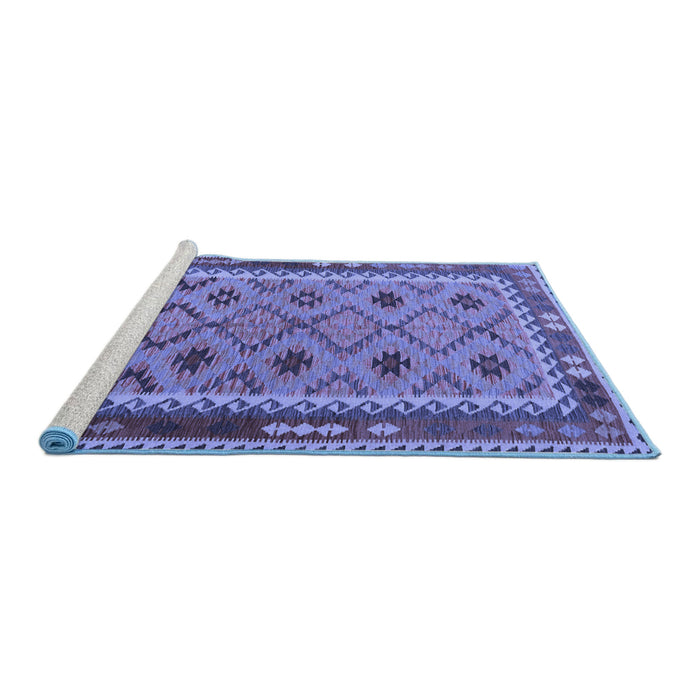 Sideview of Machine Washable Southwestern Blue Country Rug, wshtr2696blu