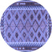 Round Southwestern Blue Country Rug, tr2696blu