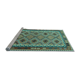 Sideview of Machine Washable Southwestern Light Blue Country Rug, wshtr2696lblu
