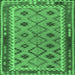 Square Southwestern Emerald Green Country Rug, tr2696emgrn