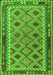 Serging Thickness of Machine Washable Southwestern Green Country Area Rugs, wshtr2696grn