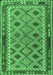 Machine Washable Southwestern Emerald Green Country Area Rugs, wshtr2696emgrn