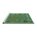 Sideview of Machine Washable Persian Turquoise Traditional Area Rugs, wshtr2697turq