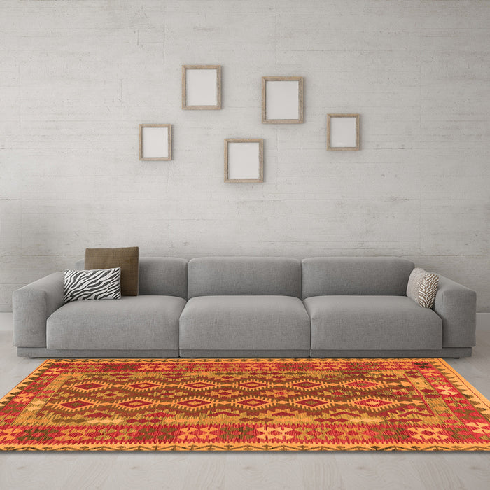 Machine Washable Persian Orange Traditional Area Rugs in a Living Room, wshtr2697org