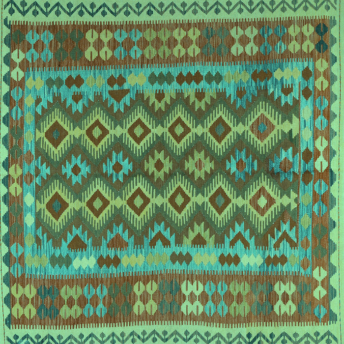 Square Machine Washable Persian Turquoise Traditional Area Rugs, wshtr2697turq