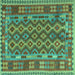 Square Machine Washable Persian Turquoise Traditional Area Rugs, wshtr2697turq