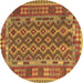 Round Machine Washable Persian Brown Traditional Rug, wshtr2697brn