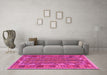 Machine Washable Persian Pink Traditional Rug in a Living Room, wshtr2697pnk