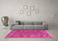 Machine Washable Persian Pink Traditional Rug, wshtr2697pnk