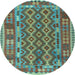 Round Persian Light Blue Traditional Rug, tr2697lblu