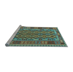 Sideview of Machine Washable Persian Light Blue Traditional Rug, wshtr2697lblu