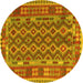 Round Persian Yellow Traditional Rug, tr2697yw