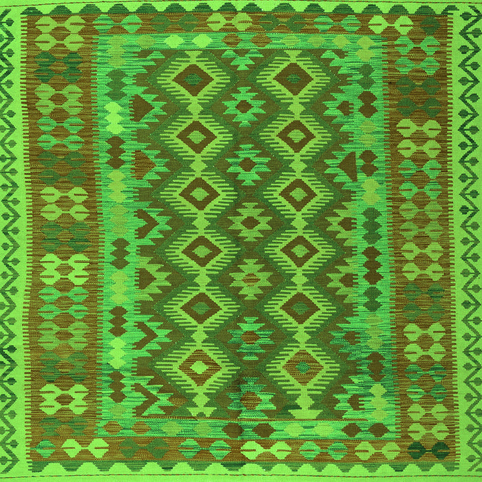 Round Machine Washable Persian Green Traditional Area Rugs, wshtr2697grn