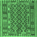 Square Machine Washable Persian Emerald Green Traditional Area Rugs, wshtr2697emgrn