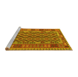 Sideview of Machine Washable Persian Yellow Traditional Rug, wshtr2697yw