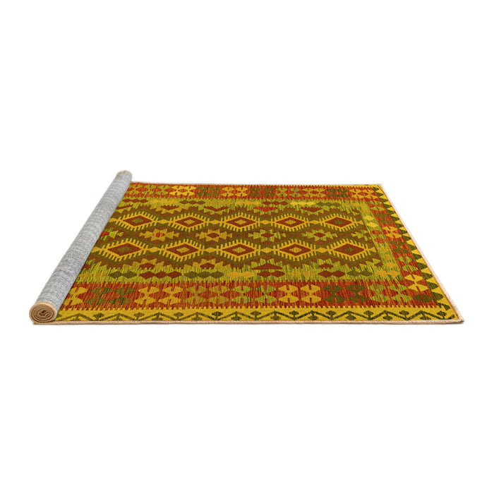 Sideview of Machine Washable Persian Yellow Traditional Rug, wshtr2697yw