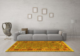 Machine Washable Persian Yellow Traditional Rug in a Living Room, wshtr2697yw