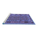 Sideview of Machine Washable Persian Blue Traditional Rug, wshtr2697blu