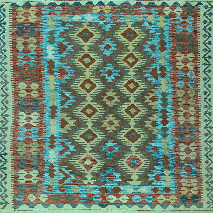 Square Machine Washable Persian Light Blue Traditional Rug, wshtr2697lblu