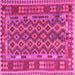 Square Machine Washable Persian Pink Traditional Rug, wshtr2697pnk