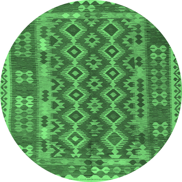 Round Persian Emerald Green Traditional Rug, tr2697emgrn