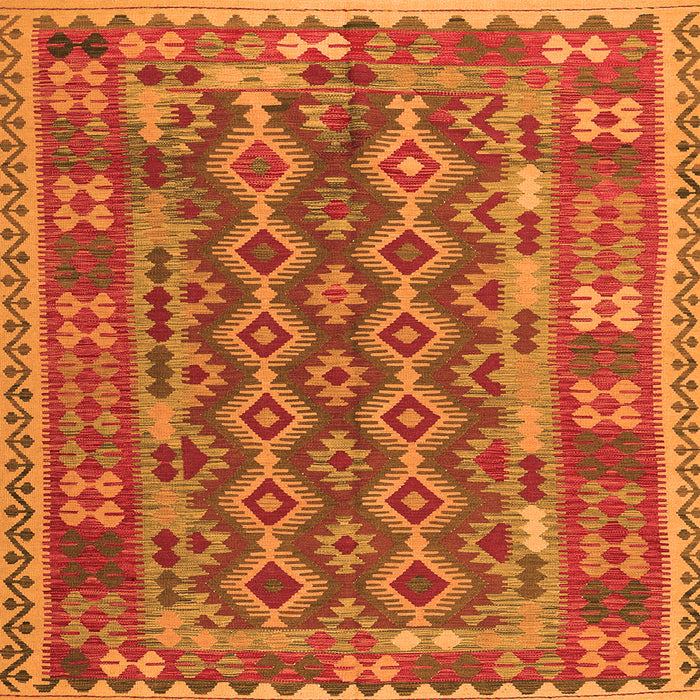 Round Machine Washable Persian Orange Traditional Area Rugs, wshtr2697org