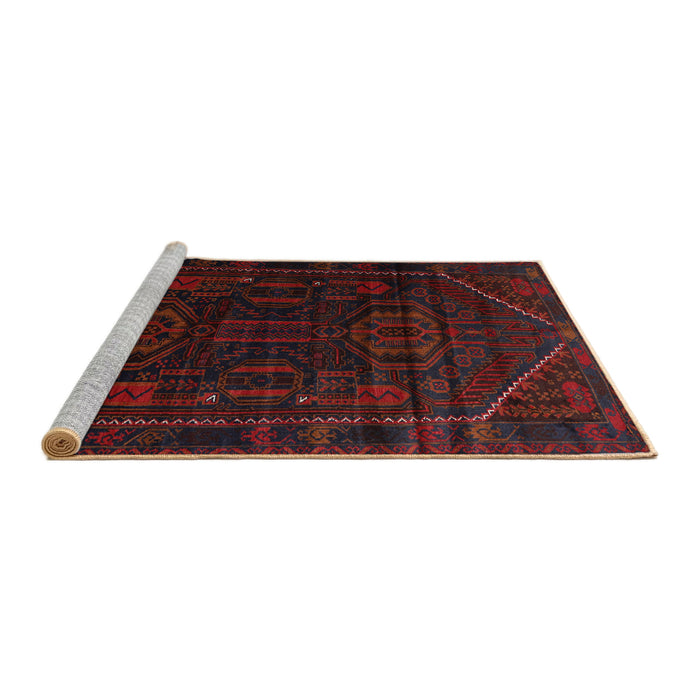 Sideview of Machine Washable Traditional Bakers Brown Rug, wshtr2698
