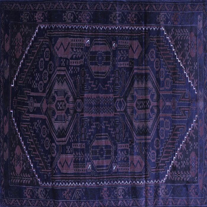 Square Machine Washable Persian Blue Traditional Rug, wshtr2698blu