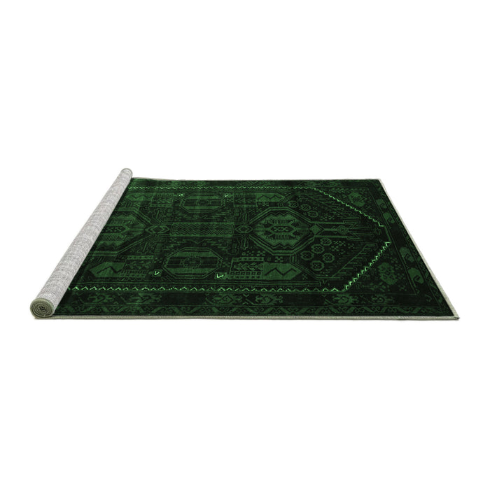 Sideview of Machine Washable Persian Emerald Green Traditional Area Rugs, wshtr2698emgrn