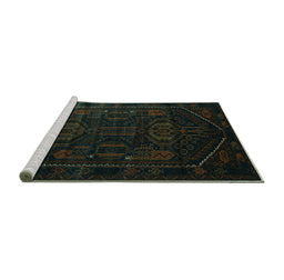 Sideview of Machine Washable Persian Turquoise Traditional Area Rugs, wshtr2698turq