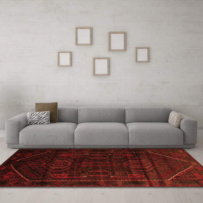 Machine Washable Persian Orange Traditional Area Rugs in a Living Room, wshtr2698org