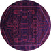 Round Machine Washable Persian Purple Traditional Area Rugs, wshtr2698pur