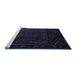 Sideview of Machine Washable Persian Blue Traditional Rug, wshtr2698blu