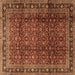 Square Persian Brown Traditional Rug, tr2699brn