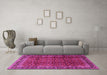 Machine Washable Persian Pink Traditional Rug in a Living Room, wshtr2699pnk