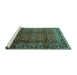 Sideview of Machine Washable Persian Turquoise Traditional Area Rugs, wshtr2699turq