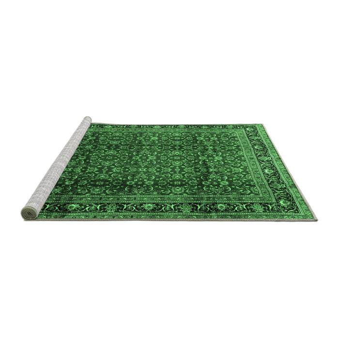 Sideview of Machine Washable Persian Emerald Green Traditional Area Rugs, wshtr2699emgrn