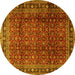 Round Machine Washable Persian Yellow Traditional Rug, wshtr2699yw