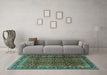 Machine Washable Persian Turquoise Traditional Area Rugs in a Living Room,, wshtr2699turq