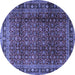 Round Persian Blue Traditional Rug, tr2699blu