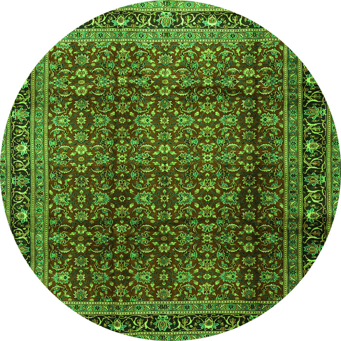Square Persian Green Traditional Rug, tr2699grn