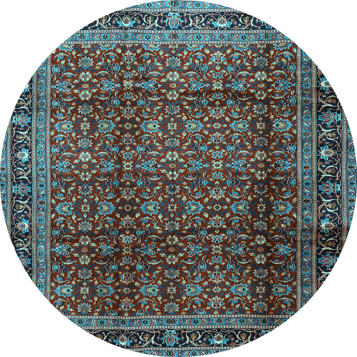 Round Machine Washable Persian Light Blue Traditional Rug, wshtr2699lblu