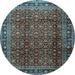 Round Machine Washable Persian Light Blue Traditional Rug, wshtr2699lblu