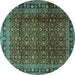 Round Persian Turquoise Traditional Rug, tr2699turq