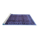 Sideview of Machine Washable Persian Blue Traditional Rug, wshtr2699blu