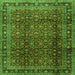 Round Machine Washable Persian Green Traditional Area Rugs, wshtr2699grn