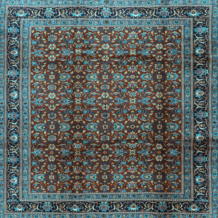 Square Machine Washable Persian Light Blue Traditional Rug, wshtr2699lblu