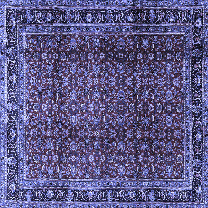 Square Machine Washable Persian Blue Traditional Rug, wshtr2699blu